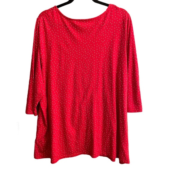 Girlfriend Plus Size 3/4 Sleeve T-shirt Red with pattern 60% Cotton 40% Viscose - Picture 2 of 12
